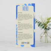 Romantisch Blauw Bloemen Huwelijk Menu (Staand voorkant)