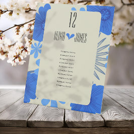 Romantisch Blauw Bloemen Huwelijk Reclamebord Met Voetstuk