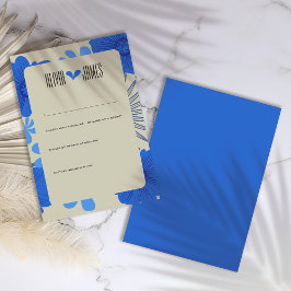 Romantisch Blauw Bloemen Huwelijk RSVP Kaartje