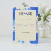 Romantisch Blauw Bloemen Huwelijk Save The Date (Staand voorkant)