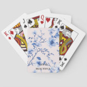 Romantisch Blauw Bloemen Pokerkaarten (Achterkant)