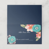 Romantisch blauw en roze Floral botanische tabel (Buitenkant ongevouwen)