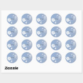 Romantisch blauw en wit bloemontwerp ronde sticker (Vel)