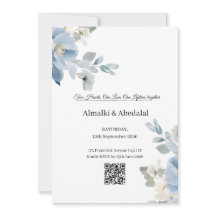 Romantisch Blauw en Witte Bloem Uitnodiging voor h