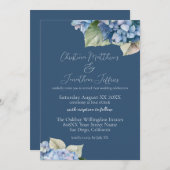 Romantisch Blauw Hydrangea Bloemen op Marine Kaart (Voorkant / Achterkant)