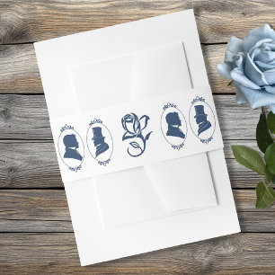 Romantisch Blauw Regency Heren Botanische Silhouet Uitnodigingen Wikkel