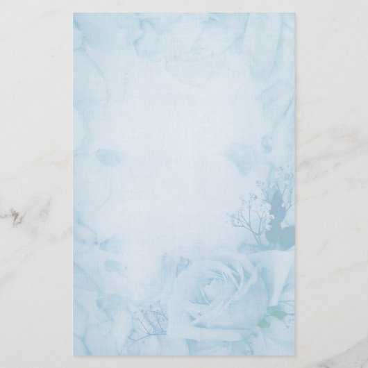 Romantisch blauw Roos Briefpapier (Achterkant)