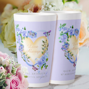 Romantisch blauw Roos liefde altijd Paarse latte M Mok