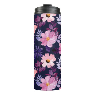Romantisch Blauw roze Bloemen Boho Botanical Thermosbeker