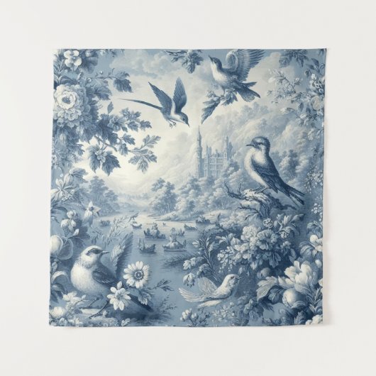 romantisch blauw wandkleed (Voorkant)