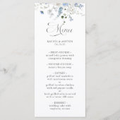 Romantisch blauw wit groen bloemend huwelijksmenu menu (Voorkant)
