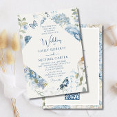 Romantisch Blauwe Bloemen Alles in één QR Code Huw Kaart