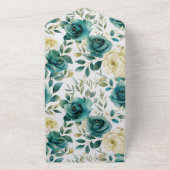 Romantisch Blauwgroen Green Cream Roos Bloemen Huw All In One Uitnodiging (Buitenkant)
