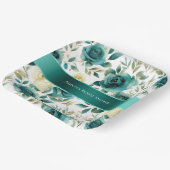 Romantisch Blauwgroen Green Cream Roos Bloemen Papieren Bordje (Gebogen)