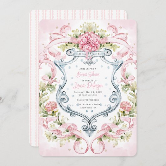 Romantisch bloemcrest-monogram | Bruid  Kaart (Voorkant / Achterkant)