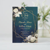 Romantisch Bloemen Gouden Krans Save the Date Brui Kaart (Staand voorkant)