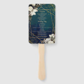 Romantisch Bloemen Gouden Krans Trouwprogramma Handwaaier (Achterkant)