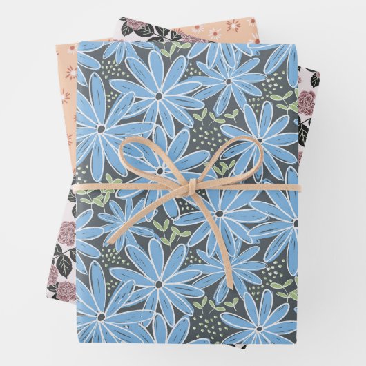 Romantisch Bloemen Hand-getrokken veelkleurig Inpakpapier Vel (In situ)