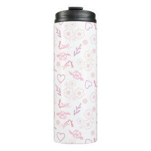 Romantisch Bloemen Liefdespatroon Thermosbeker