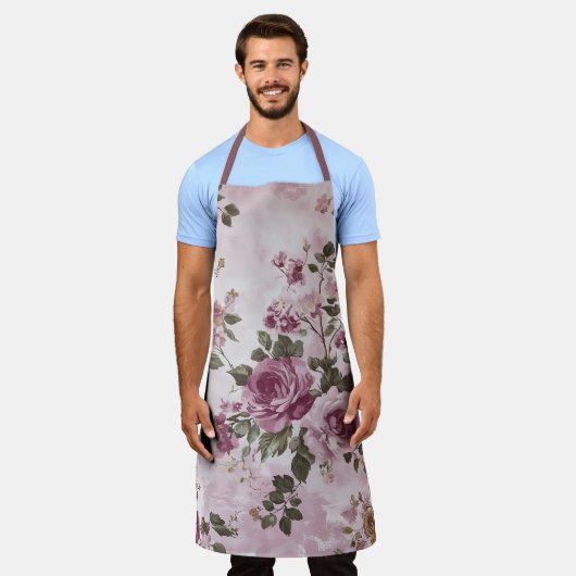 Romantisch Bloemen Roos Roze Waterverf Schort (Gedragen)