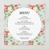 Romantisch Bloemen Trouwen Ronde Menu Kaart (Voorkant)