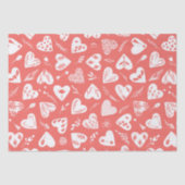 Romantisch Bloemen Valentijn Harten Patroon Koraal Tissuepapier (Voorkant)