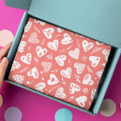 Romantisch Bloemen Valentijn Harten Patroon Koraal Tissuepapier