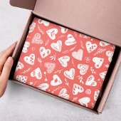 Romantisch Bloemen Valentijn Harten Patroon Koraal Tissuepapier