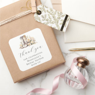 Romantisch Bloemen Waterverf Cowgirl Vrijgezellenf Vierkante Sticker