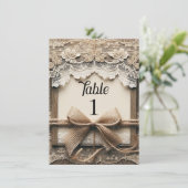  romantisch bloemenkant burlap rustieke bruiloft kaart (Staand voorkant)