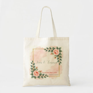 Romantisch Bloemenpaar - Watercolor Bruiloftscadea Tote Bag