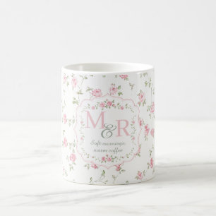Romantisch bloemig monogram   Vintage Cottagecore Koffiemok