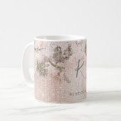 Romantisch bloempatroon monogram koffiemok (Voorkant links)