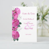 Romantisch bloemstuk bruiloft Save The Date (Staand voorkant)