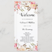 Romantisch Blush Bloom Bloemen Bruiloftsprogramma Programma (Voorkant / Achterkant)