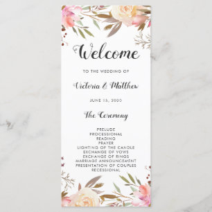 Romantisch Blush Bloom Bloemig Huwelijksprogramma Programma