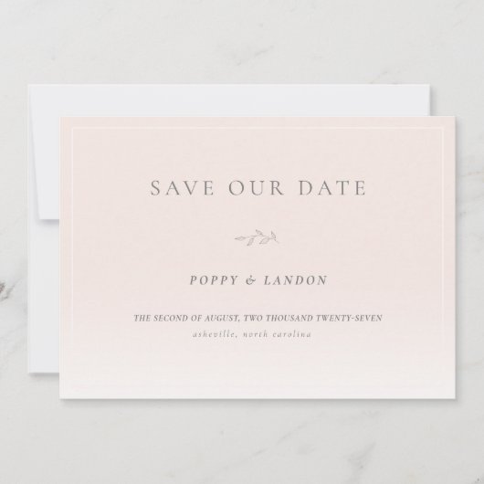Romantisch Blush Pink Save The Date Kaart (Voorkant)