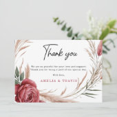 Romantisch Blush Roos Pampas Grass Wedding Bedankkaart (Staand voorkant)