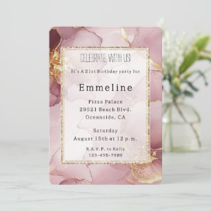 Romantisch Blush Roze Goud Abstract Bloemen Verjaa Kaart