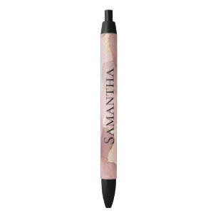Romantisch Blush Roze Goud Bloemen Zwarte Inkt Pen