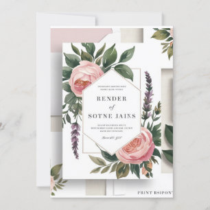 Romantisch Blush Roze & Groen Botanische bruiloft Kaart