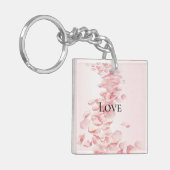 Romantisch Blush Roze Rozenblaadjes Sleutelhanger (Voorkant Links)