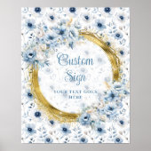 Romantisch Boheems Pastel Blauw Goud Trouwbord Poster (Voorkant)