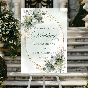 Romantisch Boho Witte Rozen Welkomstbord Poster