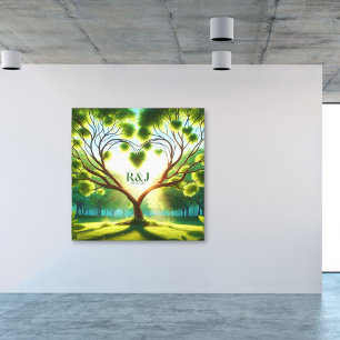 Romantisch boompaarmonogram canvas afdruk