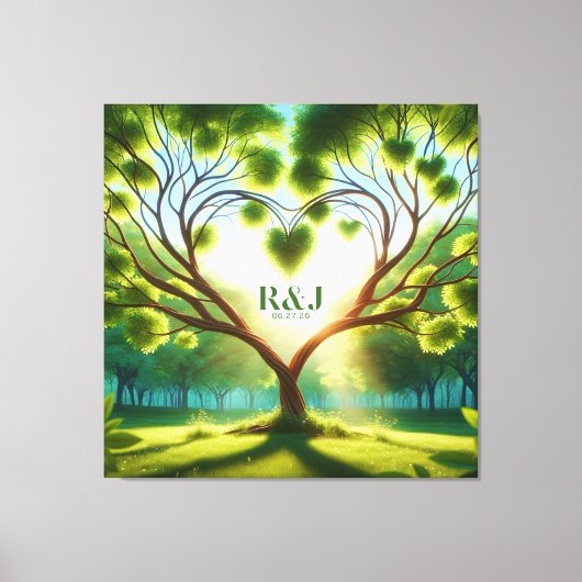 Romantisch boompaarmonogram canvas afdruk (Voorkant)