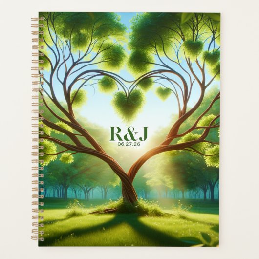 Romantisch boompaarmonogram planner (Voorkant)
