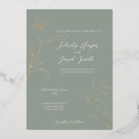 Romantisch bos bruiloft uitnodiging (Voorkant)