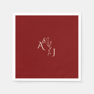 Romantisch Bourgondië rood en koper monogram Bruil Servet