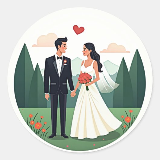 Romantisch bruidspaar Sticker (Voorkant)